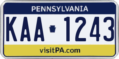PA license plate KAA1243