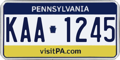 PA license plate KAA1245