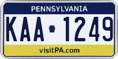 PA license plate KAA1249