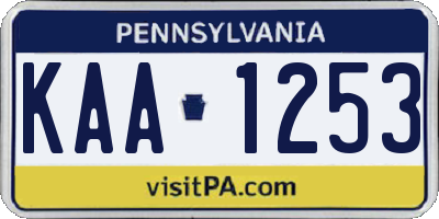 PA license plate KAA1253