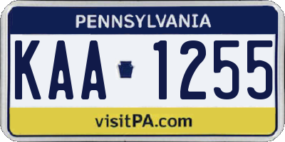PA license plate KAA1255