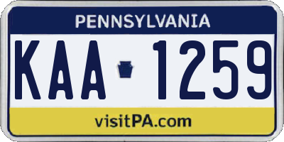 PA license plate KAA1259
