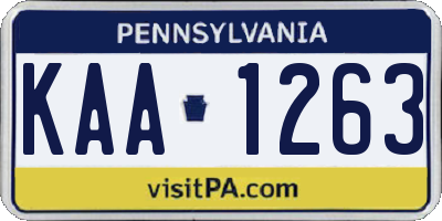PA license plate KAA1263