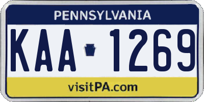 PA license plate KAA1269