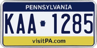 PA license plate KAA1285