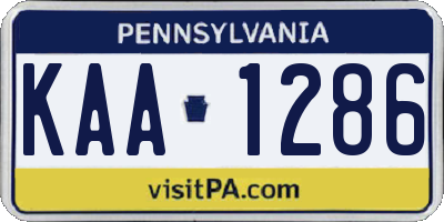PA license plate KAA1286