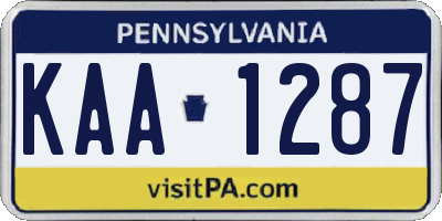 PA license plate KAA1287