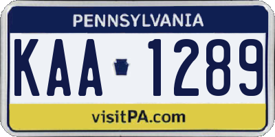 PA license plate KAA1289