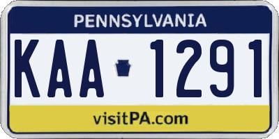 PA license plate KAA1291