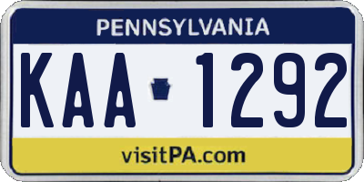 PA license plate KAA1292