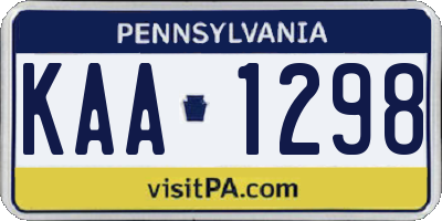 PA license plate KAA1298