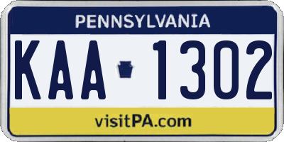 PA license plate KAA1302