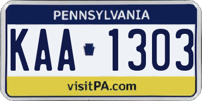 PA license plate KAA1303