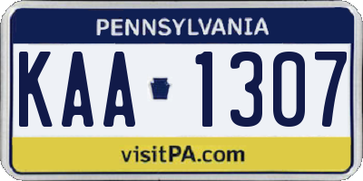 PA license plate KAA1307