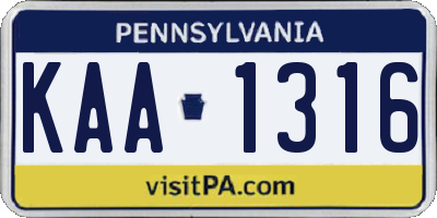 PA license plate KAA1316