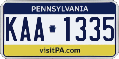 PA license plate KAA1335