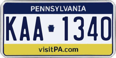PA license plate KAA1340