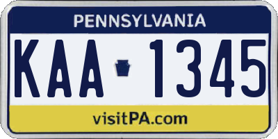 PA license plate KAA1345