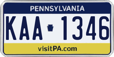 PA license plate KAA1346