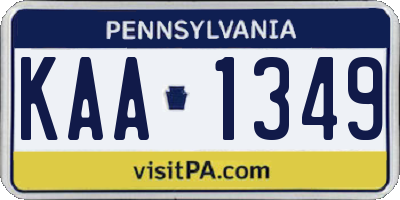 PA license plate KAA1349