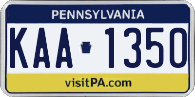 PA license plate KAA1350
