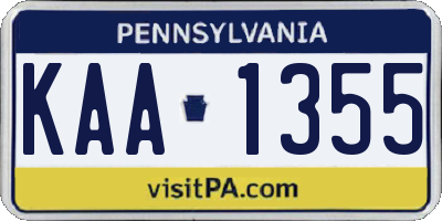 PA license plate KAA1355