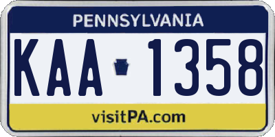 PA license plate KAA1358