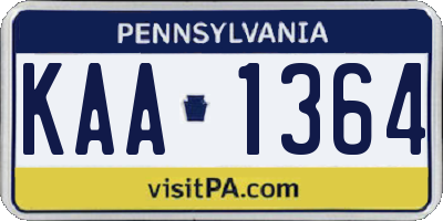 PA license plate KAA1364