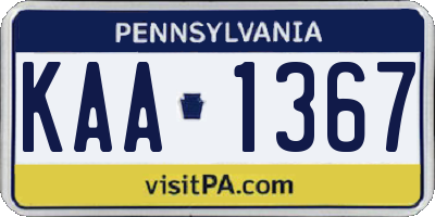 PA license plate KAA1367