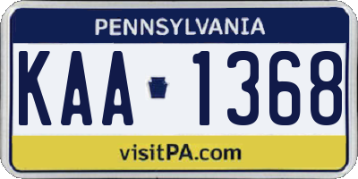 PA license plate KAA1368