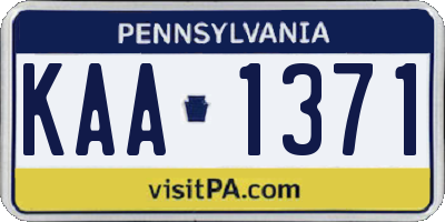 PA license plate KAA1371