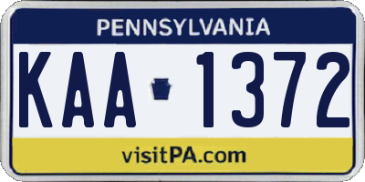 PA license plate KAA1372