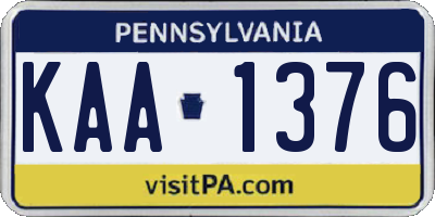 PA license plate KAA1376