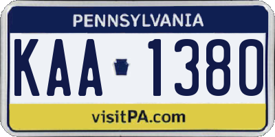 PA license plate KAA1380