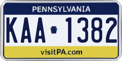 PA license plate KAA1382