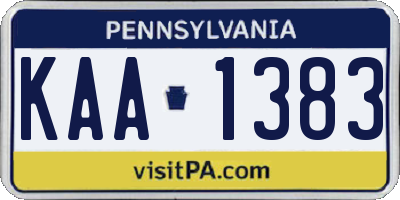 PA license plate KAA1383