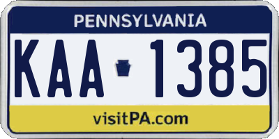 PA license plate KAA1385