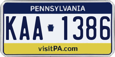 PA license plate KAA1386