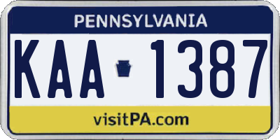 PA license plate KAA1387