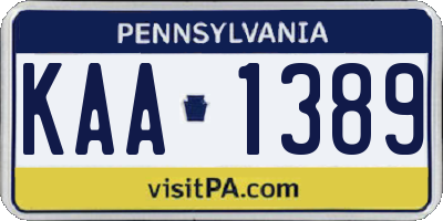 PA license plate KAA1389