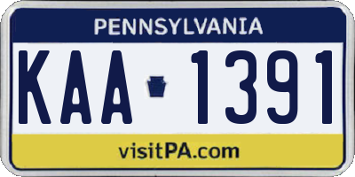 PA license plate KAA1391