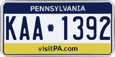 PA license plate KAA1392
