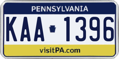 PA license plate KAA1396