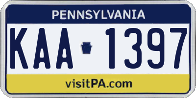 PA license plate KAA1397
