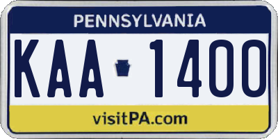 PA license plate KAA1400