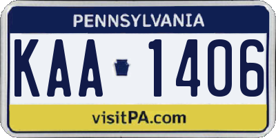 PA license plate KAA1406