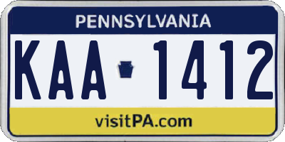 PA license plate KAA1412