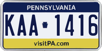 PA license plate KAA1416