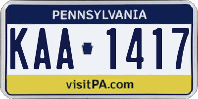 PA license plate KAA1417