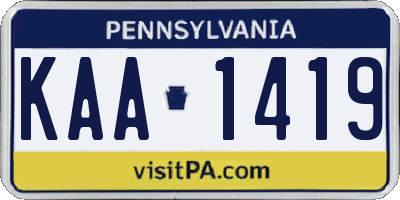 PA license plate KAA1419
